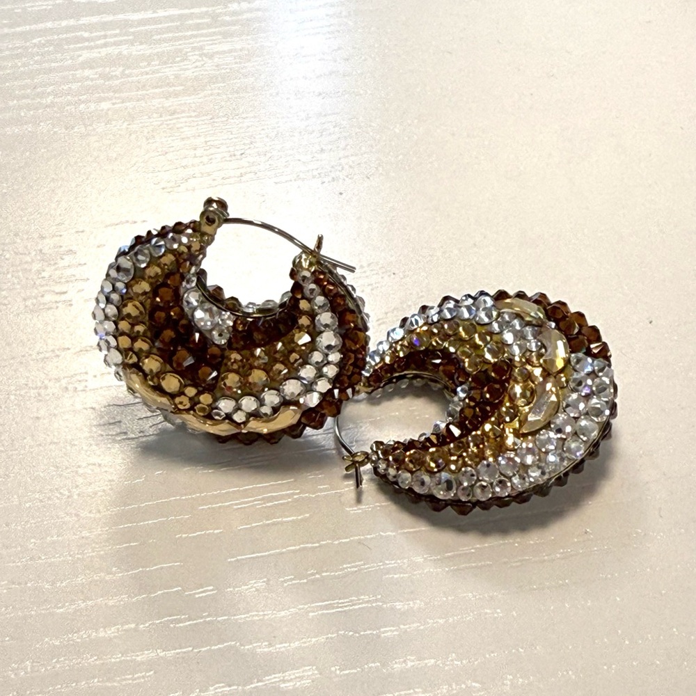 Elegant Silver and Gold Chunky Hoop Earrings